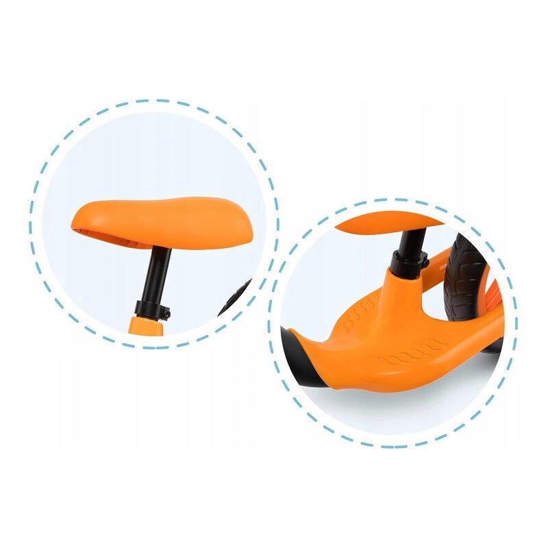 Bicicleta fara pedale, Lionelo, Alex, Usoara, Cu ghidon si sa reglabile, Greutate 3.3 Kg, Cu roti din spuma EVA, 12 inch, Orange