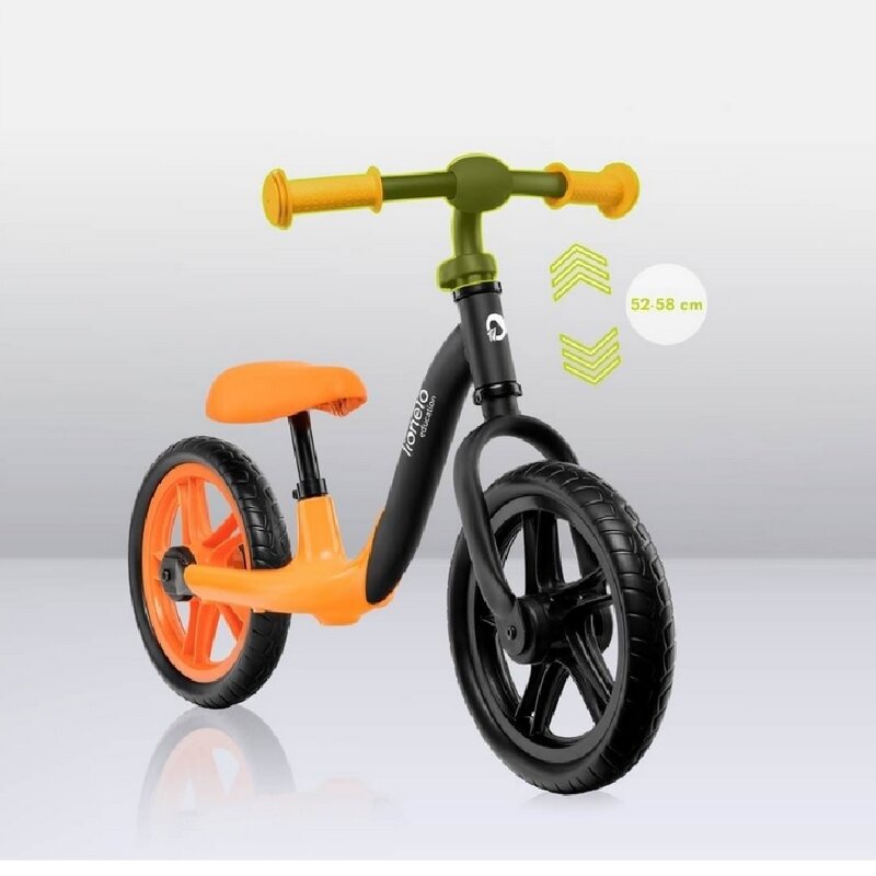 Bicicleta fara pedale, Lionelo, Alex, Usoara, Cu ghidon si sa reglabile, Greutate 3.3 Kg, Cu roti din spuma EVA, 12 inch, Orange