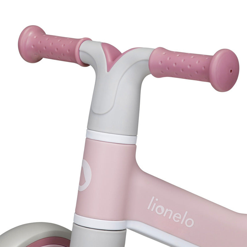Bicicleta fara pedale, Lionelo, Villy, Cu 4 roti, Din spuma EVA si TPR, Stabila, Manere moi, antiderapante, 12- 36 luni, Sustine pana la 30 kg, Certificata EN 71-1:2014, EN 71-2:2011, EN 71-3:2019, Roz