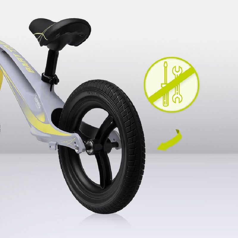 Bicicleta fara pedale, Lionelo, Bart Tour, Usoara, Cu cadru din magneziu, 3.3 Kg, 12 inch, Conform cu standardul european de securitate EN71, Grey Stone
