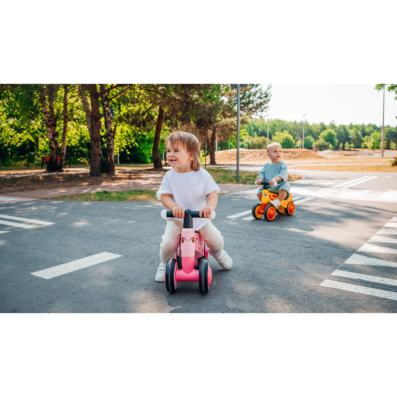 Bicicleta fara pedale, Lionelo, Sammy, Cu 4 roti, Din spuma EVA, Stabila, Manere moi, antiderapante, 12- 36 luni, Greutate maxima suportata 25 kg, Certificata EN 71-1:2014, EN 71-2:2011, EN 71-3:2019, Roz