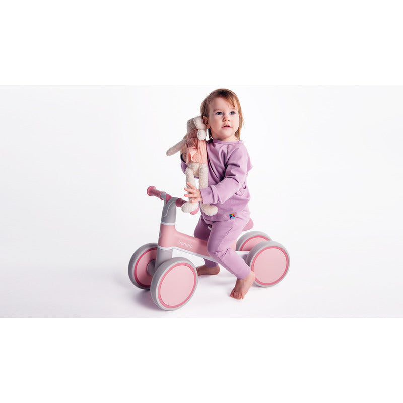 Bicicleta fara pedale, Lionelo, Villy, Cu 4 roti, Din spuma EVA si TPR, Stabila, Manere moi, antiderapante, 12- 36 luni, Sustine pana la 30 kg, Certificata EN 71-1:2014, EN 71-2:2011, EN 71-3:2019, Bej