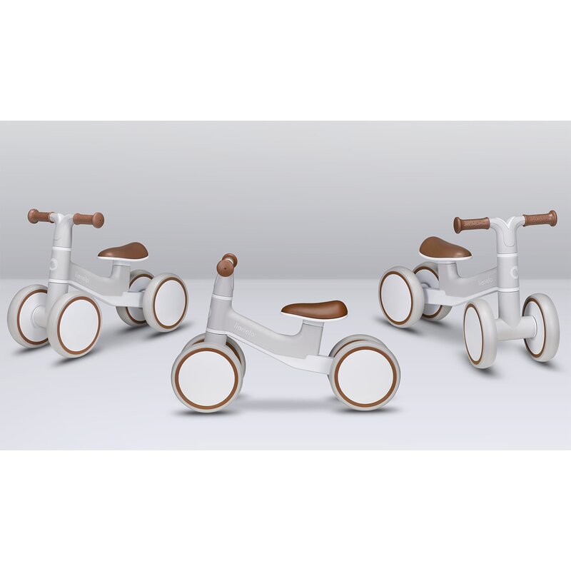 Bicicleta fara pedale, Lionelo, Villy, Cu 4 roti, Din spuma EVA si TPR, Stabila, Manere moi, antiderapante, 12- 36 luni, Sustine pana la 30 kg, Certificata EN 71-1:2014, EN 71-2:2011, EN 71-3:2019, Bej