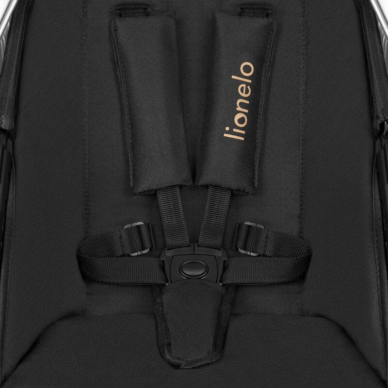 Carucior 2 in 1, Lionelo, Amber, Cadru aluminiu, Cu landou intarit si salteluta moale, Reversibil, Maner ajustabil, Huse pentru picioare, ploaie, Plasa de tantari, Geanta parinti, Pana la 22 kg, EN1888-1, EN1888-2, EN1466, Negru
