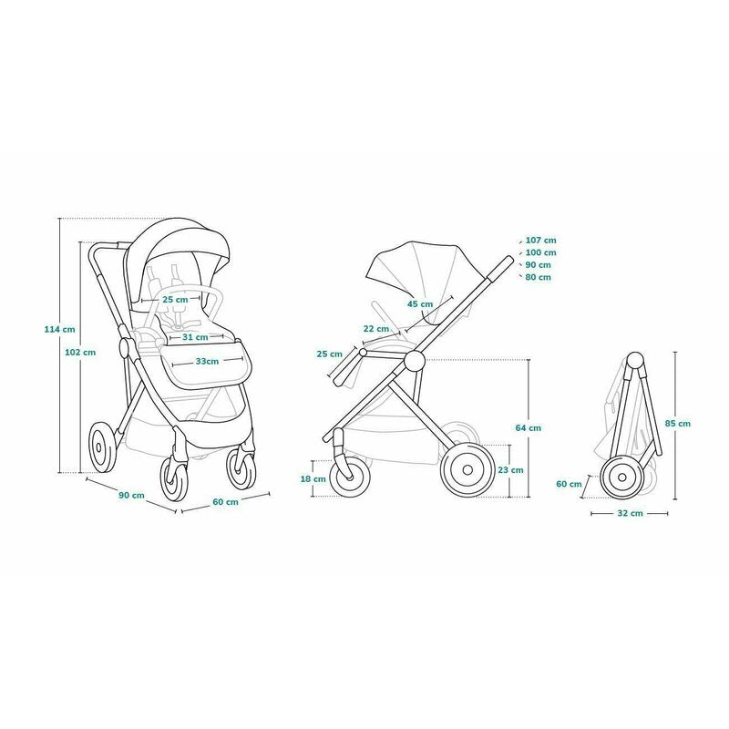 Carucior 3 in 1 Lionelo Amber, Negru Onyx