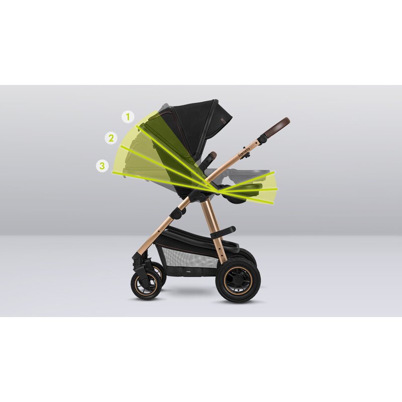Carucior 3 in 1 Lionelo Amber, Negru Onyx