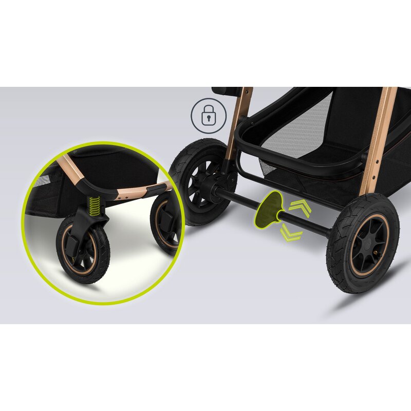 Carucior 3 in 1 Lionelo Amber, Negru Onyx
