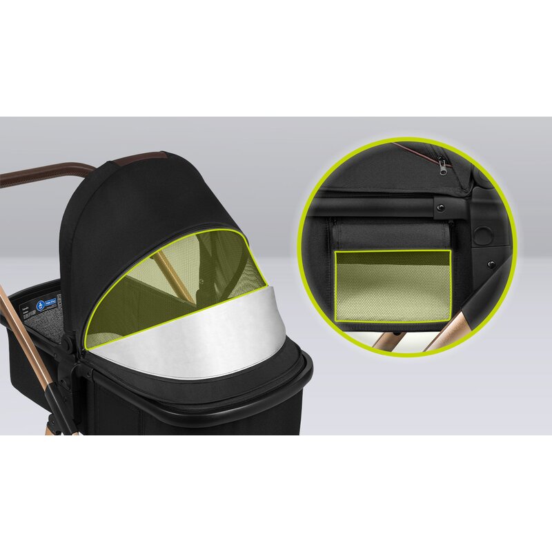 Carucior 3 in 1 Lionelo Amber, Negru Onyx