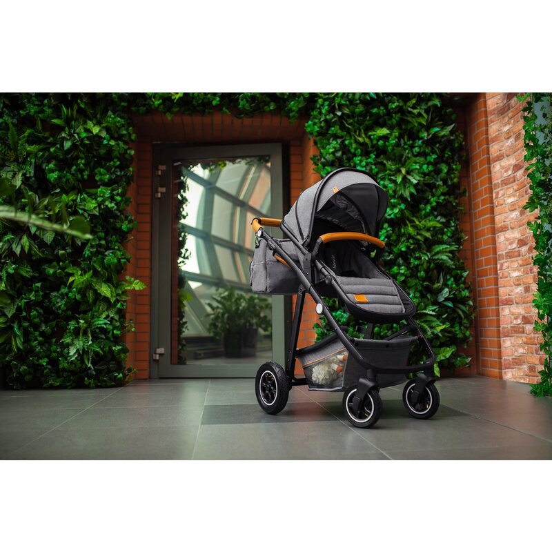 Carucior 2 in 1, Lionelo, Amber, Cadru aluminiu, Cu landou intarit si salteluta moale, Reversibil, Maner ajustabil, Huse pentru picioare, ploaie, Plasa de tantari, Geanta parinti, Pana la 22 kg, EN1888-1, EN1888-2, EN1466, Gri inchis