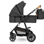Carucior 2 in 1, Lionelo, Amber, Cadru aluminiu, Cu landou intarit si salteluta moale, Reversibil, Maner ajustabil, Huse pentru picioare, ploaie, Plasa de tantari, Geanta parinti, Pana la 22 kg, EN1888-1, EN1888-2, EN1466, Gri inchis