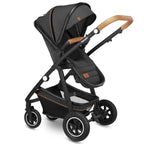 Carucior 2 in 1, Lionelo, Amber, Cadru aluminiu, Cu landou intarit si salteluta moale, Reversibil, Maner ajustabil, Huse pentru picioare, ploaie, Plasa de tantari, Geanta parinti, Pana la 22 kg, EN1888-1, EN1888-2, EN1466, Gri inchis