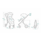 Carucior 3 in 1, Lionelo, Amber, Cadru aluminiu, Cu landou intarit si salteluta moale, Cu scoica auto testata ADAC, Reversibil, Cu accesorii, Geanta parinti, Pana la 22 kg, Gri Inchis