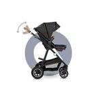 Carucior 3 in 1, Lionelo, Amber, Cadru aluminiu, Cu landou intarit si salteluta moale, Cu scoica auto testata ADAC, Reversibil, Cu accesorii, Geanta parinti, Pana la 22 kg, Gri Inchis