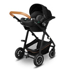 Carucior 3 in 1, Lionelo, Amber, Cadru aluminiu, Cu landou intarit si salteluta moale, Cu scoica auto testata ADAC, Reversibil, Cu accesorii, Geanta parinti, Pana la 22 kg, Gri Inchis