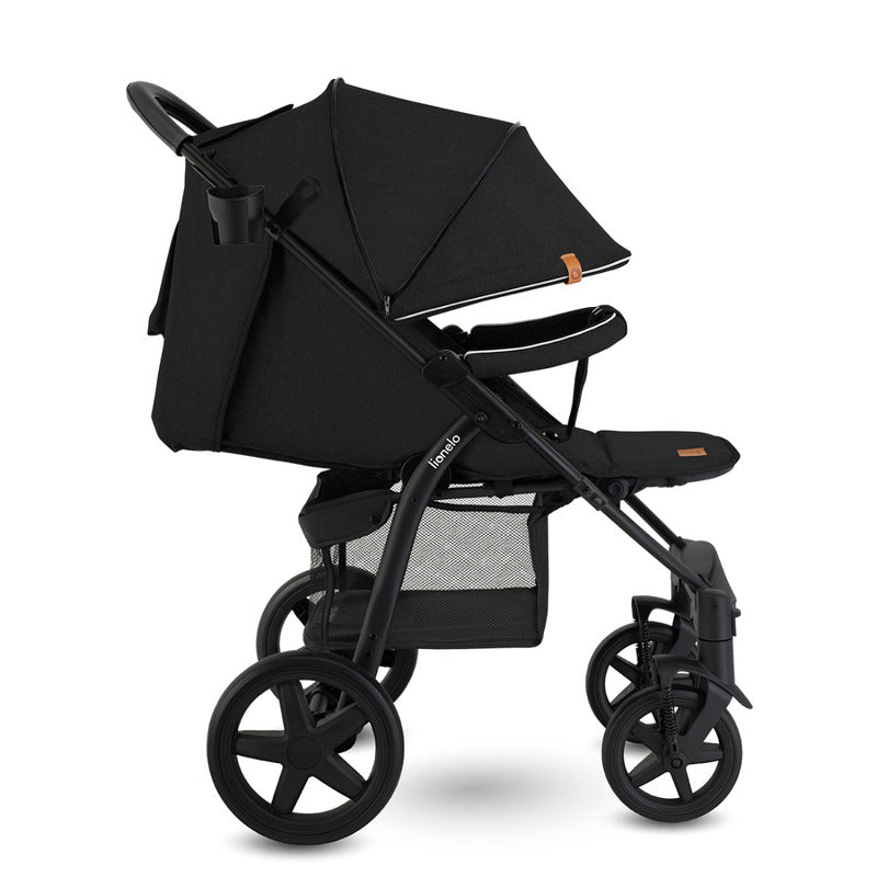 Carucior sport, Lionelo, Annet Plus, De la nastere, Cu accesorii si capotina XXL reglabila, 0 - 22 Kg, Conform cu standardele europene de securitate EN1888-1 si EN1888-2, Negru