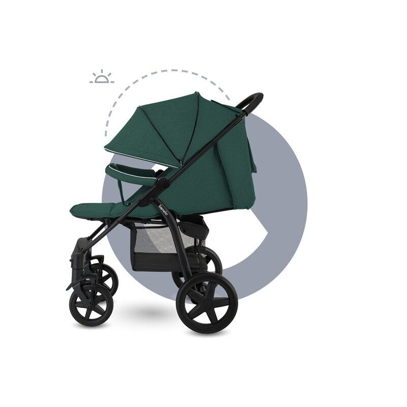 Carucior sport, Lionelo, Annet Tour, De la nastere, Cu capotina impermeabila, Cu filtru UPF 50+, Cu maner reglabil, Plasa de tantari, Suport biberon, Saculet pentru picioare, Pana la 22 kg, Cu certificare TUV, Verde