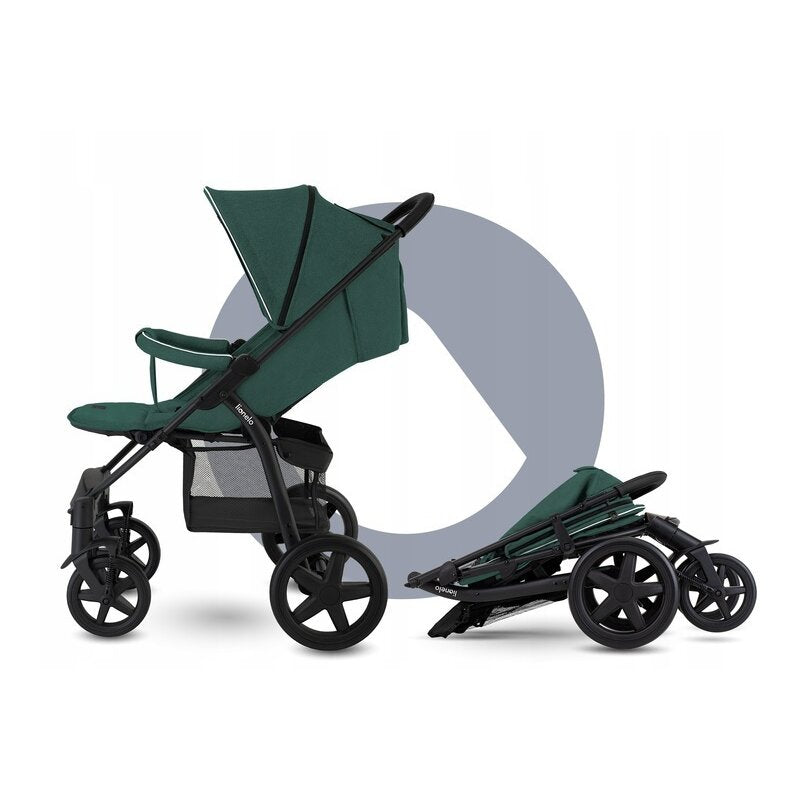 Carucior sport, Lionelo, Annet Tour, De la nastere, Cu capotina impermeabila, Cu filtru UPF 50+, Cu maner reglabil, Plasa de tantari, Suport biberon, Saculet pentru picioare, Pana la 22 kg, Cu certificare TUV, Verde