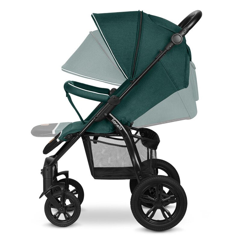 Carucior sport, Lionelo, Annet Tour, De la nastere, Cu capotina impermeabila, Cu filtru UPF 50+, Cu maner reglabil, Plasa de tantari, Suport biberon, Saculet pentru picioare, Pana la 22 kg, Cu certificare TUV, Verde