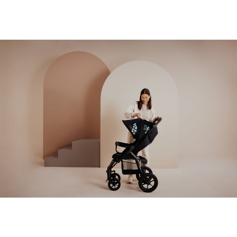 Carucior sport, Lionelo, Annet Tour Golden Moments, Editie Limitata, 0 luni+, Capotina impermeabila UPF 50+, Maner reglabil, Plasa de tantari, Suport biberon, Saculet pentru picioare, Pana la 22 kg, Certificare TUV, Negru