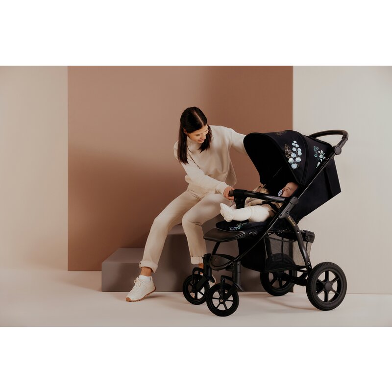 Carucior sport, Lionelo, Annet Tour Golden Moments, Editie Limitata, 0 luni+, Capotina impermeabila UPF 50+, Maner reglabil, Plasa de tantari, Suport biberon, Saculet pentru picioare, Pana la 22 kg, Certificare TUV, Negru
