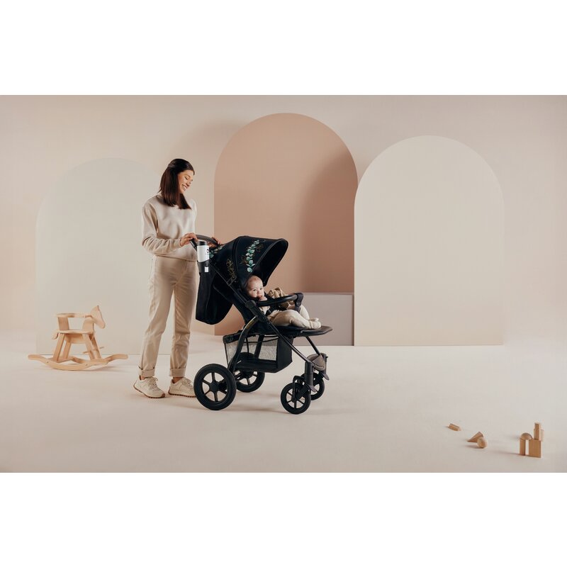 Carucior sport, Lionelo, Annet Tour Golden Moments, Editie Limitata, 0 luni+, Capotina impermeabila UPF 50+, Maner reglabil, Plasa de tantari, Suport biberon, Saculet pentru picioare, Pana la 22 kg, Certificare TUV, Negru