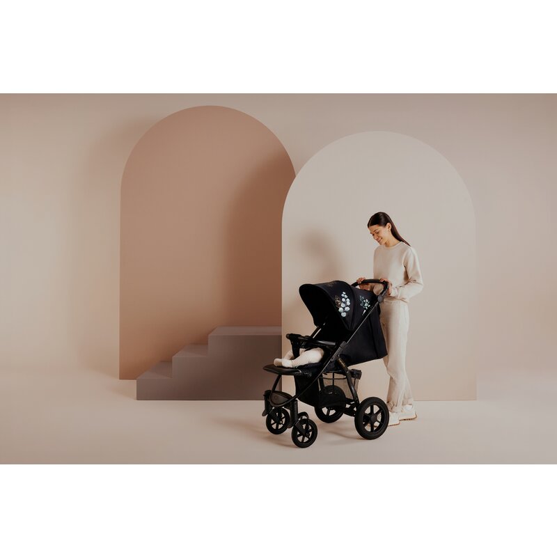 Carucior sport, Lionelo, Annet Tour Golden Moments, Editie Limitata, 0 luni+, Capotina impermeabila UPF 50+, Maner reglabil, Plasa de tantari, Suport biberon, Saculet pentru picioare, Pana la 22 kg, Certificare TUV, Negru