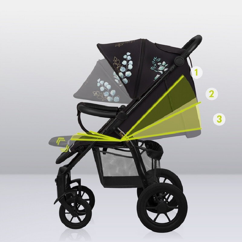 Carucior sport, Lionelo, Annet Tour Golden Moments, Editie Limitata, 0 luni+, Capotina impermeabila UPF 50+, Maner reglabil, Plasa de tantari, Suport biberon, Saculet pentru picioare, Pana la 22 kg, Certificare TUV, Negru