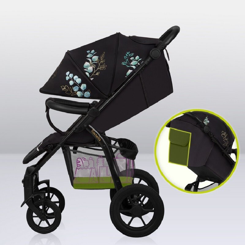 Carucior sport, Lionelo, Annet Tour Golden Moments, Editie Limitata, 0 luni+, Capotina impermeabila UPF 50+, Maner reglabil, Plasa de tantari, Suport biberon, Saculet pentru picioare, Pana la 22 kg, Certificare TUV, Negru
