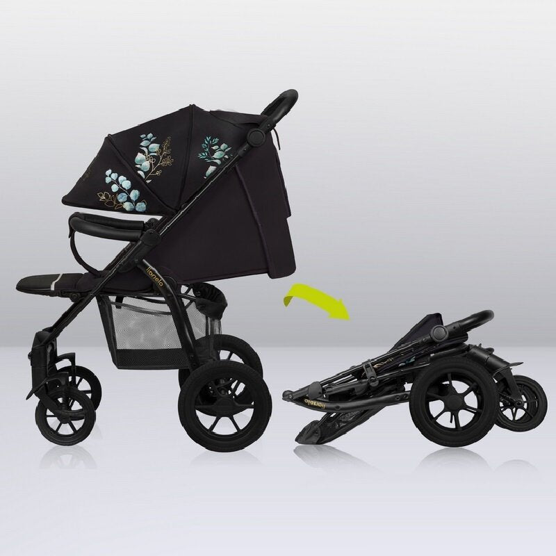 Carucior sport, Lionelo, Annet Tour Golden Moments, Editie Limitata, 0 luni+, Capotina impermeabila UPF 50+, Maner reglabil, Plasa de tantari, Suport biberon, Saculet pentru picioare, Pana la 22 kg, Certificare TUV, Negru