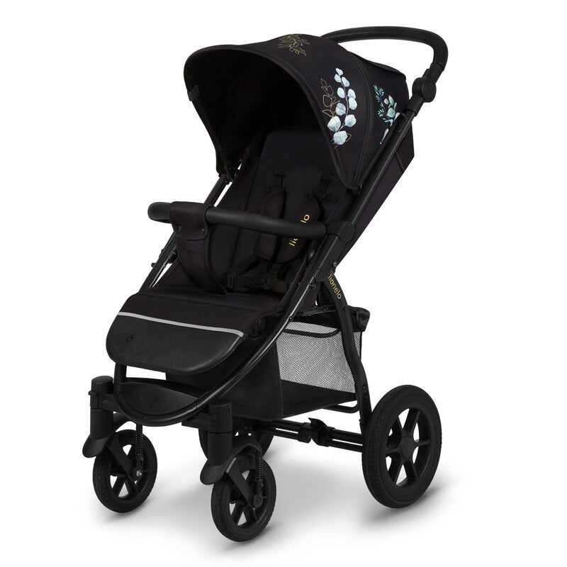Carucior sport, Lionelo, Annet Tour Golden Moments, Editie Limitata, 0 luni+, Capotina impermeabila UPF 50+, Maner reglabil, Plasa de tantari, Suport biberon, Saculet pentru picioare, Pana la 22 kg, Certificare TUV, Negru