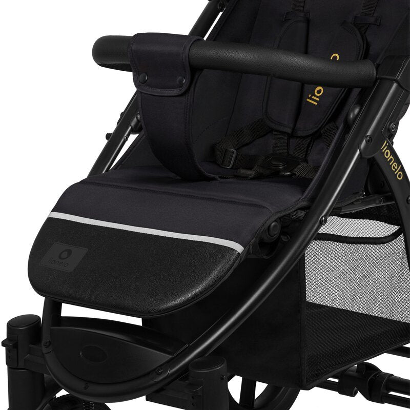 Carucior sport, Lionelo, Annet Tour Golden Moments, Editie Limitata, 0 luni+, Capotina impermeabila UPF 50+, Maner reglabil, Plasa de tantari, Suport biberon, Saculet pentru picioare, Pana la 22 kg, Certificare TUV, Negru