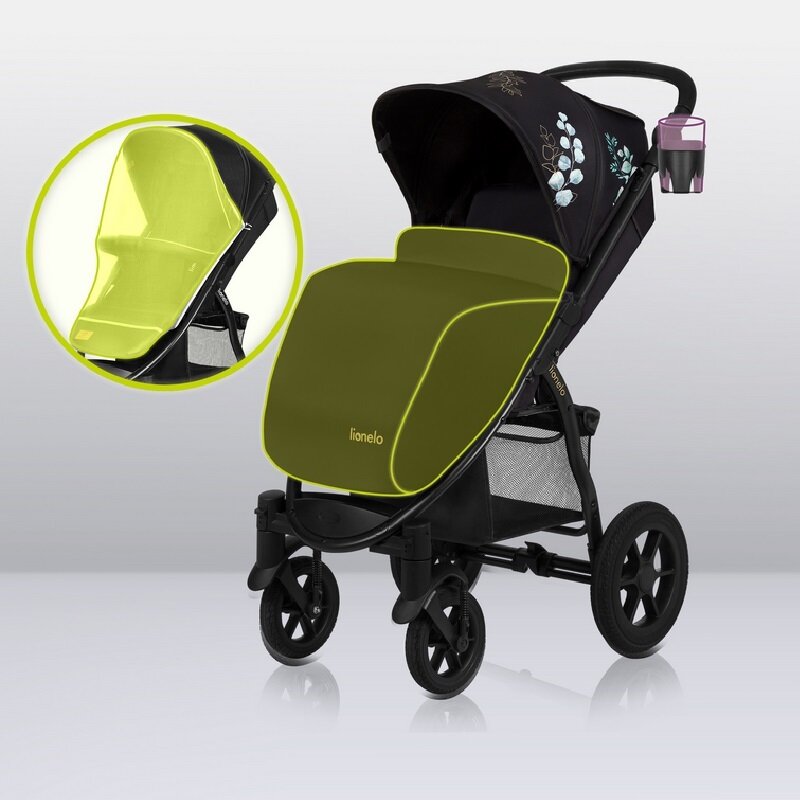 Carucior sport, Lionelo, Annet Tour Golden Moments, Editie Limitata, 0 luni+, Capotina impermeabila UPF 50+, Maner reglabil, Plasa de tantari, Suport biberon, Saculet pentru picioare, Pana la 22 kg, Certificare TUV, Negru