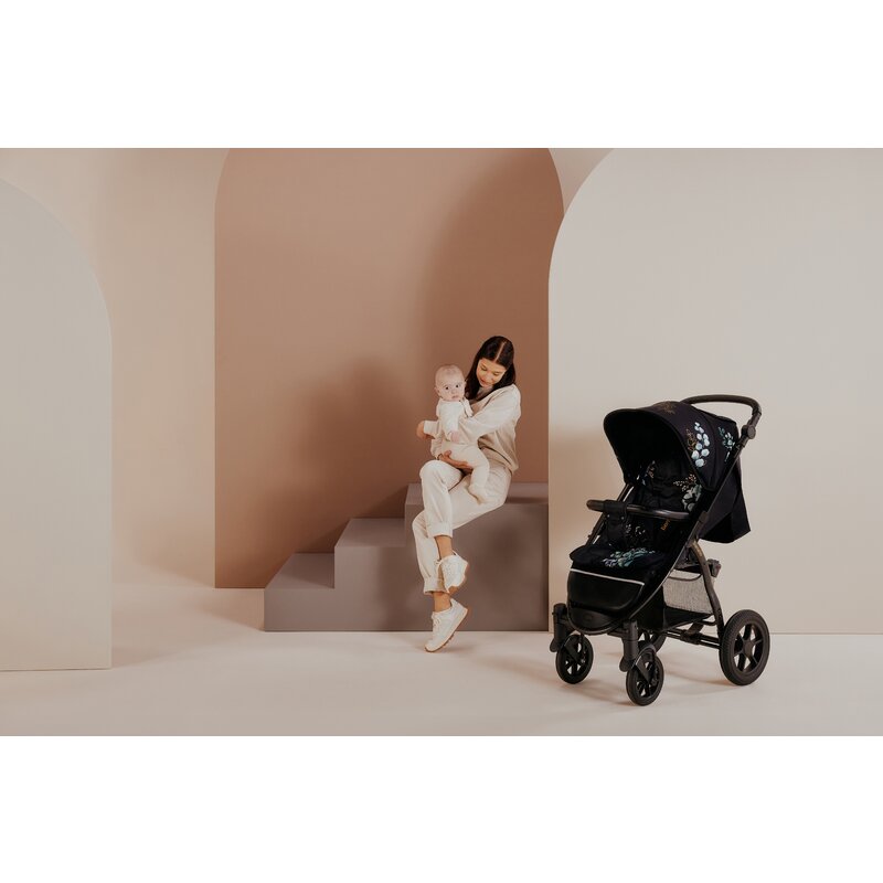 Carucior sport, Lionelo, Annet Tour Golden Moments, Editie Limitata, 0 luni+, Capotina impermeabila UPF 50+, Maner reglabil, Plasa de tantari, Suport biberon, Saculet pentru picioare, Pana la 22 kg, Certificare TUV, Negru