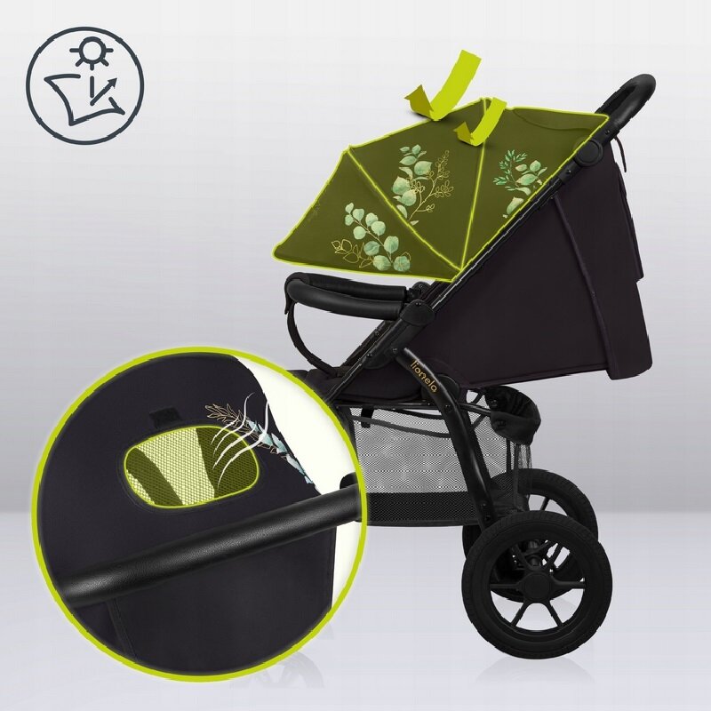 Carucior sport, Lionelo, Annet Tour Golden Moments, Editie Limitata, 0 luni+, Capotina impermeabila UPF 50+, Maner reglabil, Plasa de tantari, Suport biberon, Saculet pentru picioare, Pana la 22 kg, Certificare TUV, Negru