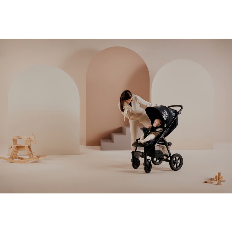 Carucior sport, Lionelo, Annet Tour Golden Moments, Editie Limitata, 0 luni+, Capotina impermeabila UPF 50+, Maner reglabil, Plasa de tantari, Suport biberon, Saculet pentru picioare, Pana la 22 kg, Certificare TUV, Negru