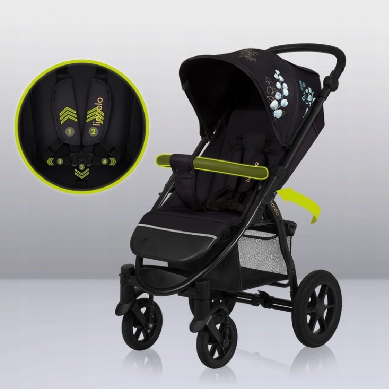 Carucior sport, Lionelo, Annet Tour Golden Moments, Editie Limitata, 0 luni+, Capotina impermeabila UPF 50+, Maner reglabil, Plasa de tantari, Suport biberon, Saculet pentru picioare, Pana la 22 kg, Certificare TUV, Negru