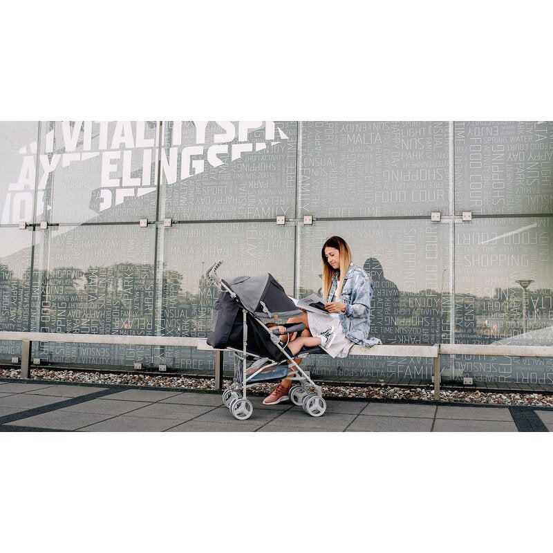 Carucior sport, Lionelo, Elia, Cu plasa de tantari, Suport de picioare reglabil, Spatar ajustabil in 4 pozitii, Capotina XXL, Pliere tip umbrela, Capacitate 15 kg, 6 luni+, EN 1888, Gri