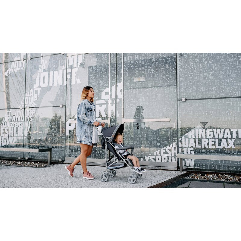 Carucior sport, Lionelo, Elia, Cu plasa de tantari, Suport de picioare reglabil, Spatar ajustabil in 4 pozitii, Capotina XXL, Pliere tip umbrela, Capacitate 15 kg, 6 luni+, EN 1888, Gri