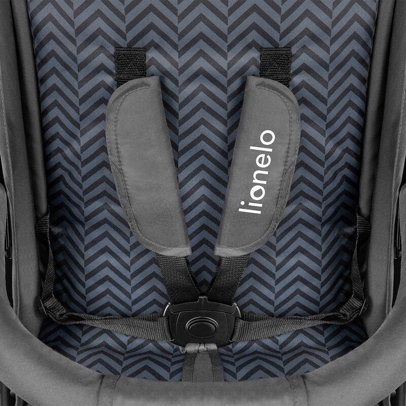 Carucior sport, Lionelo, Elia, Cu plasa de tantari, Suport de picioare reglabil, Spatar ajustabil in 4 pozitii, Capotina XXL, Pliere tip umbrela, Capacitate 15 kg, 6 luni+, EN 1888, Gri