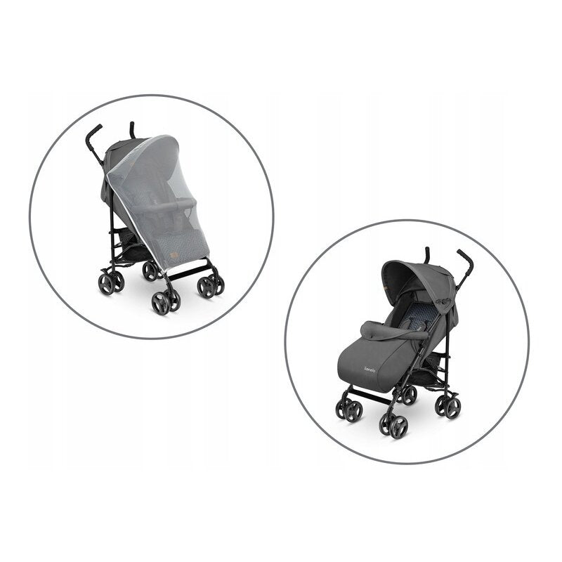 Carucior sport, Lionelo, Elia, Cu plasa de tantari, Suport de picioare reglabil, Spatar ajustabil in 4 pozitii, Capotina XXL, Pliere tip umbrela, Capacitate 15 kg, 6 luni+, EN 1888, Gri