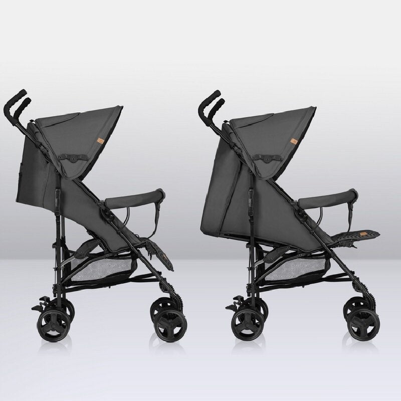 Carucior sport, Lionelo, Elia, Cu plasa de tantari, Suport de picioare reglabil, Spatar ajustabil in 4 pozitii, Capotina XXL, Pliere tip umbrela, Capacitate 15 kg, 6 luni+, EN 1888, Gri