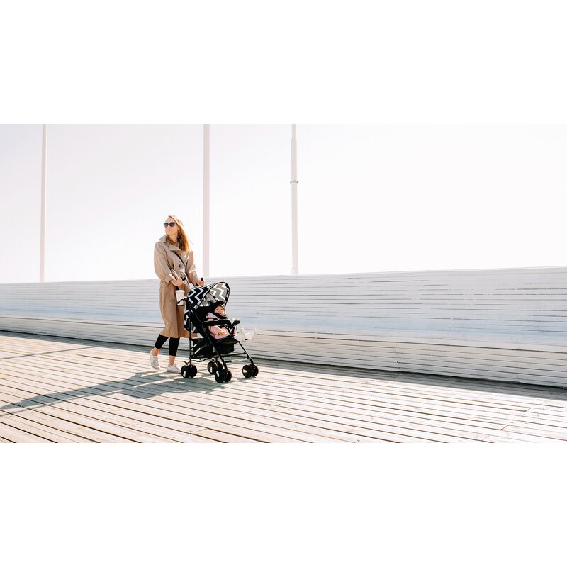 Carucior sport, Lionelo, Elia Oslo, Cu plasa de tantari, Suport de picioare reglabil, Spatar ajustabil in 4 pozitii, Capotina XXL, Pliere tip umbrela, Capacitate 15 kg, 6 luni+, EN 1888, Negru/Alb