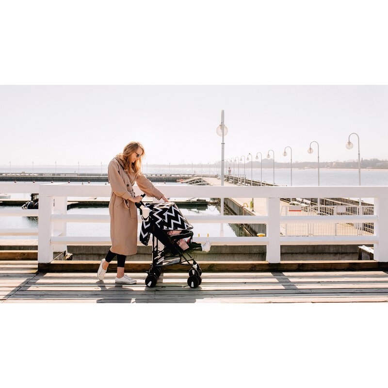 Carucior sport, Lionelo, Elia Oslo, Cu plasa de tantari, Suport de picioare reglabil, Spatar ajustabil in 4 pozitii, Capotina XXL, Pliere tip umbrela, Capacitate 15 kg, 6 luni+, EN 1888, Negru/Alb