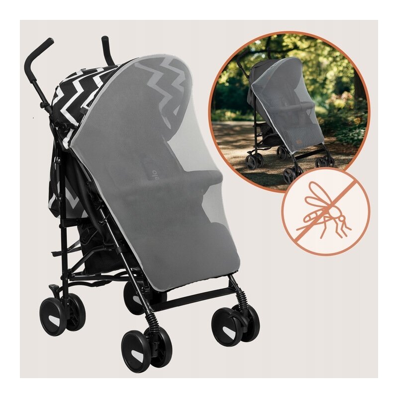 Carucior sport, Lionelo, Elia Oslo, Cu plasa de tantari, Suport de picioare reglabil, Spatar ajustabil in 4 pozitii, Capotina XXL, Pliere tip umbrela, Capacitate 15 kg, 6 luni+, EN 1888, Negru/Alb