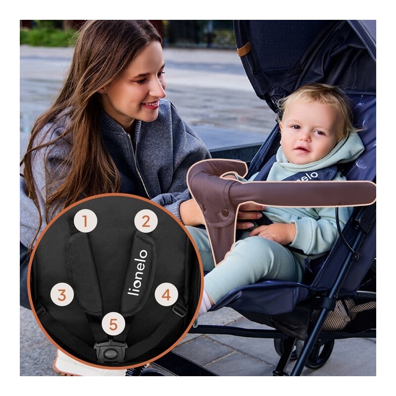 Carucior sport, Lionelo, Elia Oslo, Cu plasa de tantari, Suport de picioare reglabil, Spatar ajustabil in 4 pozitii, Capotina XXL, Pliere tip umbrela, Capacitate 15 kg, 6 luni+, EN 1888, Negru/Alb