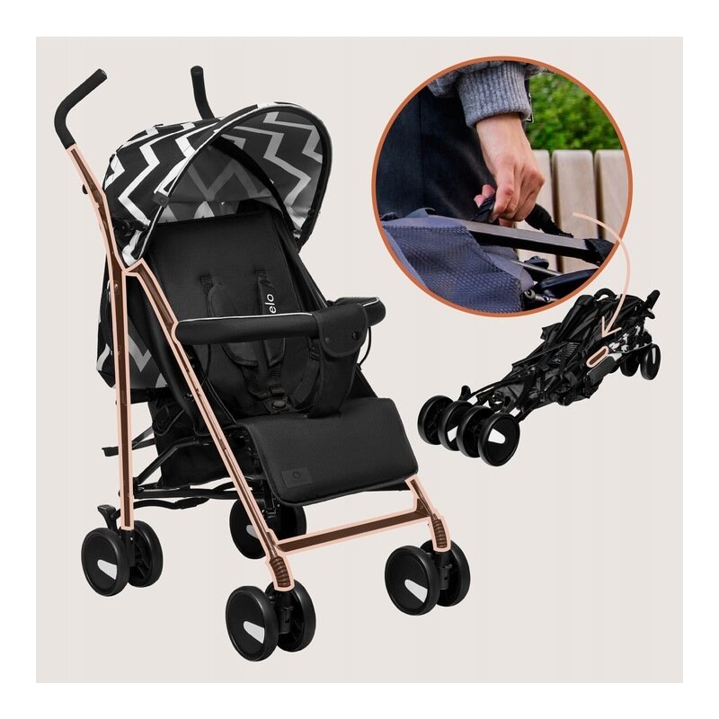 Carucior sport, Lionelo, Elia Oslo, Cu plasa de tantari, Suport de picioare reglabil, Spatar ajustabil in 4 pozitii, Capotina XXL, Pliere tip umbrela, Capacitate 15 kg, 6 luni+, EN 1888, Negru/Alb