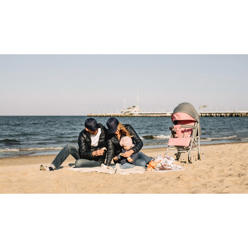 Carucior sport compact, Lionelo, Irma, Spatar reglabil in 4 pozitii, Suport picioare reglabil, Manere rotative, Pliere tip umbrela, 6- 36 luni, Pana la 15 kg, Conform cu EN1888-1:2018, Roz