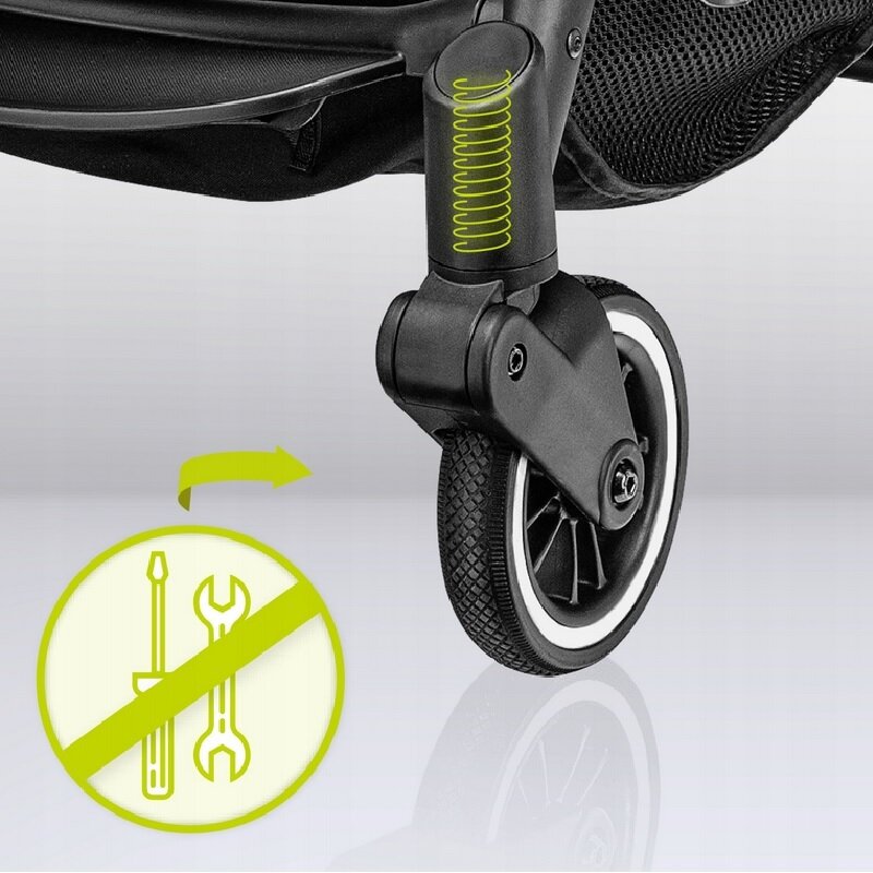 Carucior sport, Lionelo, Julie One, De la nastere, Greutate redusa, Cu accesorii, Cadru din aluminiu, 0-22 kg, Pliere compacta pentru avion, Conform cu standardele europene de securitate EN1888-1 si EN1888-2, Negru