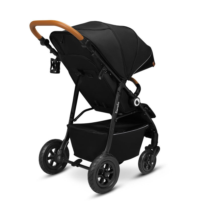 Carucior sport, Lionelo, Natt, De la nastere, Cu accesorii si capotina XXL reglabila, 0 - 22 kg, Conform cu standardele europene de securitate EN1888-1, EN1888-2, Negru Onyx