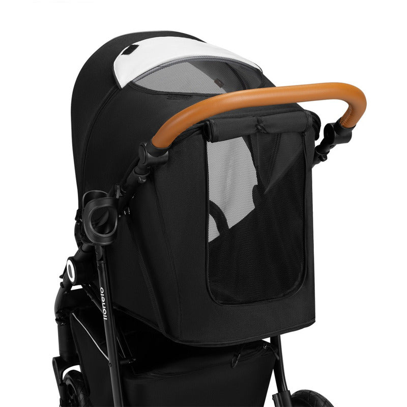 Carucior sport, Lionelo, Natt, De la nastere, Cu accesorii si capotina XXL reglabila, 0 - 22 kg, Conform cu standardele europene de securitate EN1888-1, EN1888-2, Negru Onyx